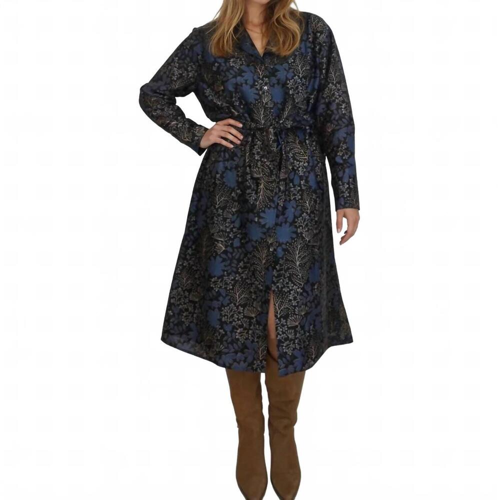 NEW NIBI MTK zoey midi dress in blue flower